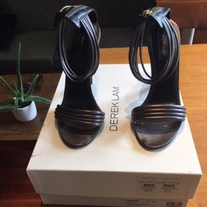 Derek Lam Fallon Sandals, Asphalt/Silver, sz 8